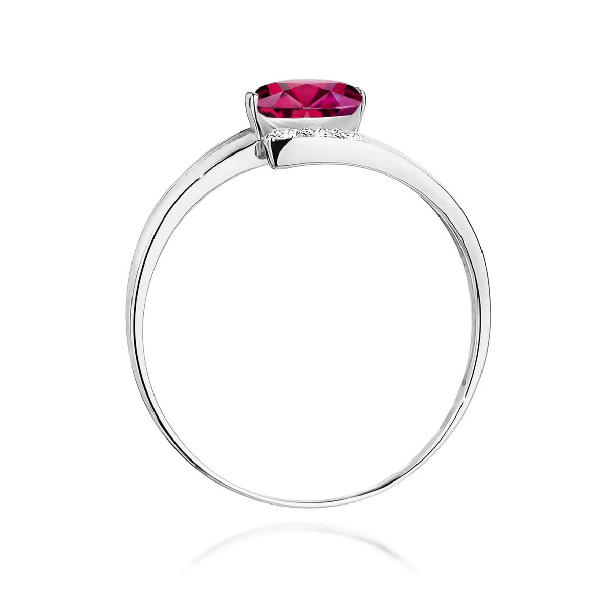 Weißgoldring mit 0,50 ct Rhodolith und 0,052 ct Diamanten