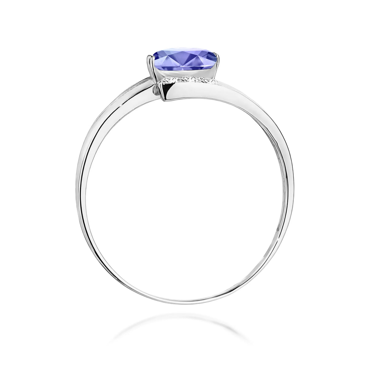 Bypass-Ring aus 585er Weißgold mit ovalem Tansanit 0,40 ct und Diamanten 0,052 ct