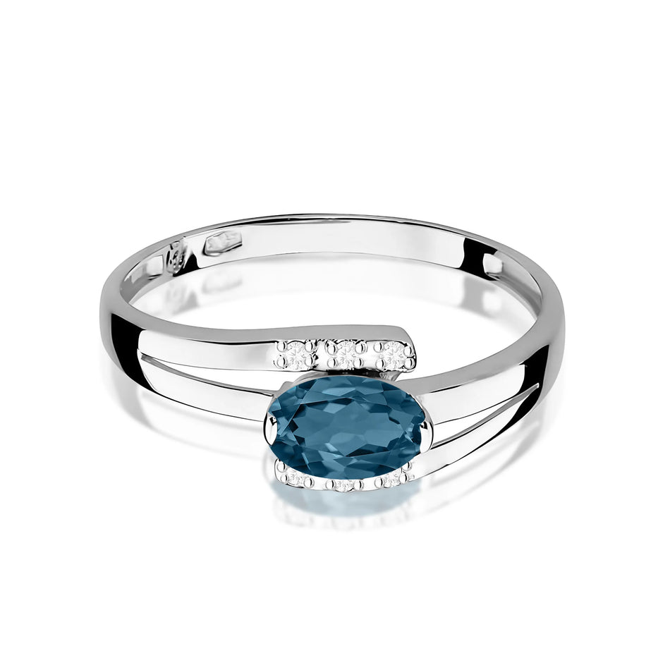 Goldring mit 0,50 ct London Blue Topas und 0,052 ct Diamanten