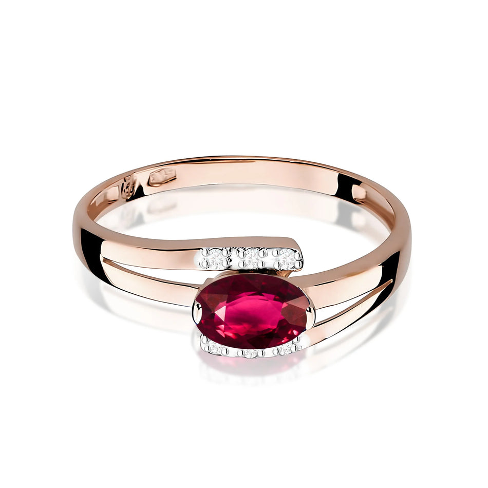 Gold Ring with 0.50ct Rhodolite and 0.052ct Diamonds