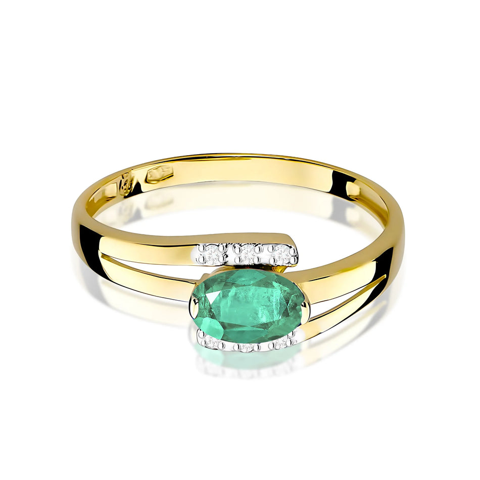Goldring mit 0,40 ct Smaragd und 0,052 ct Diamanten