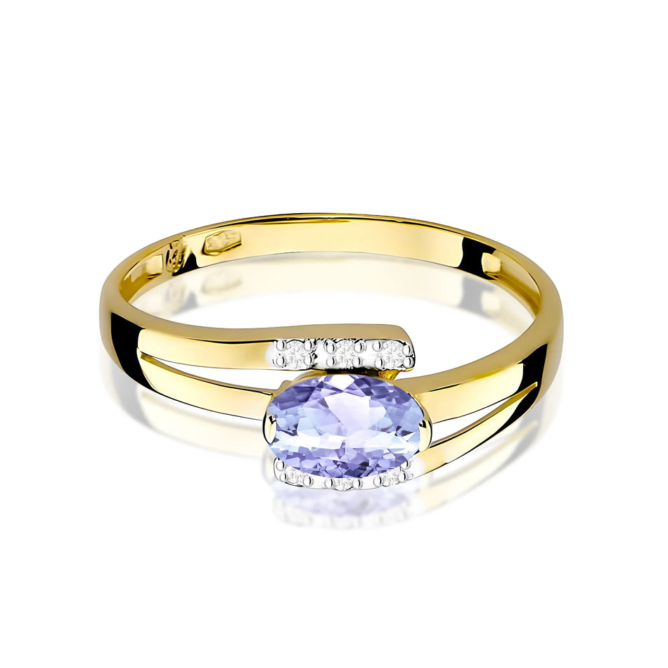Goldring mit 0,40 ct Tansanit und 0,052 ct Diamanten