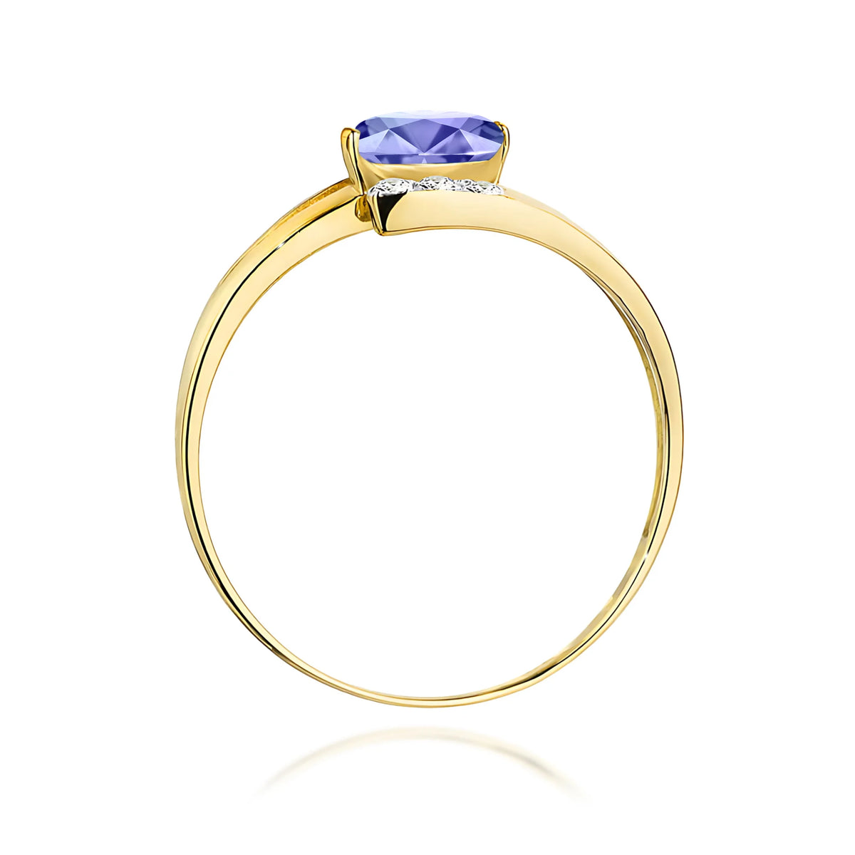 Bypass-Ring aus 585er Gelbgold mit ovalem Tansanit 0,40 ct und Diamanten 0,052 ct