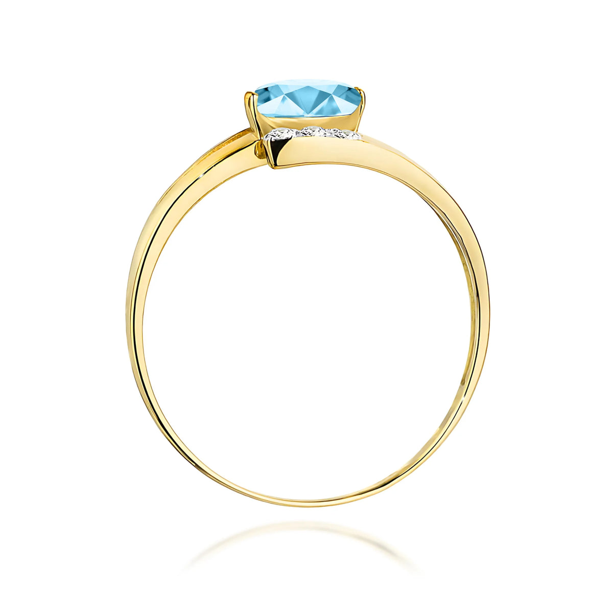 Bypass-Ring aus 585er Gelbgold mit ovalem Swiss-Blue-Topas 0,50 ct und Diamanten 0,052 ct