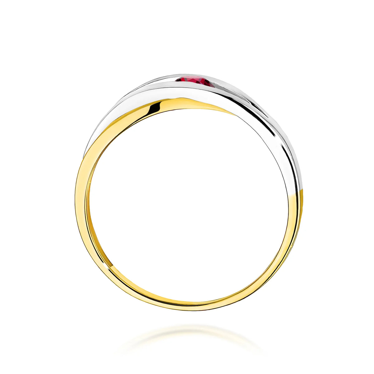 Durchbrochener Ring aus 585er Gelbgold mit rundem Rubin 0,15 ct
