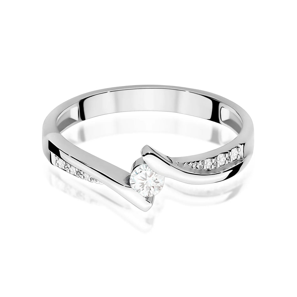 White Gold Ring with 0.13ct and 0.03ct Diamonds