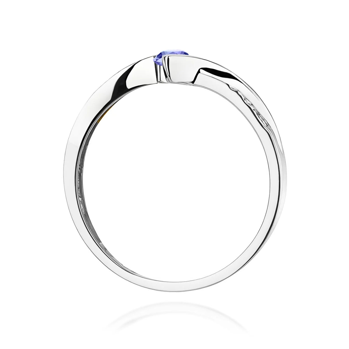 Offener Bypass-Ring aus 585er Weißgold mit 0,15 ct Tansanit und 0,03 ct Diamanten