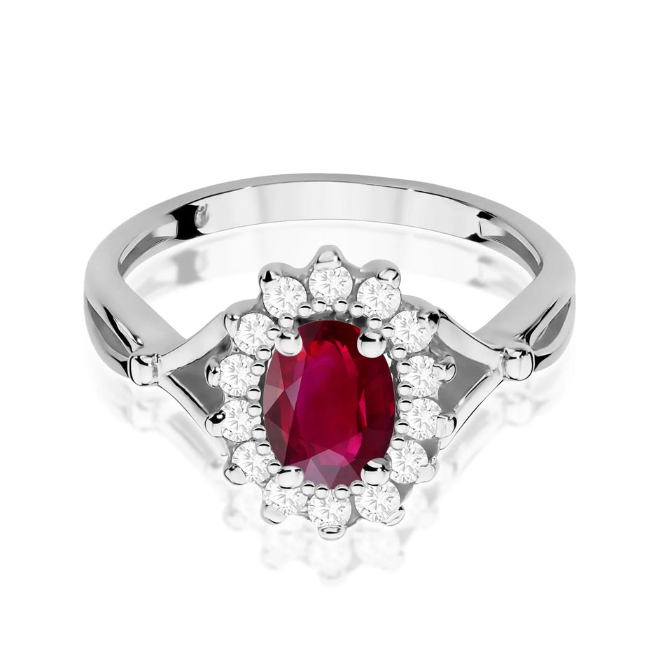 White Gold Ring with 1.00ct Ruby and 0.28ct Diamonds