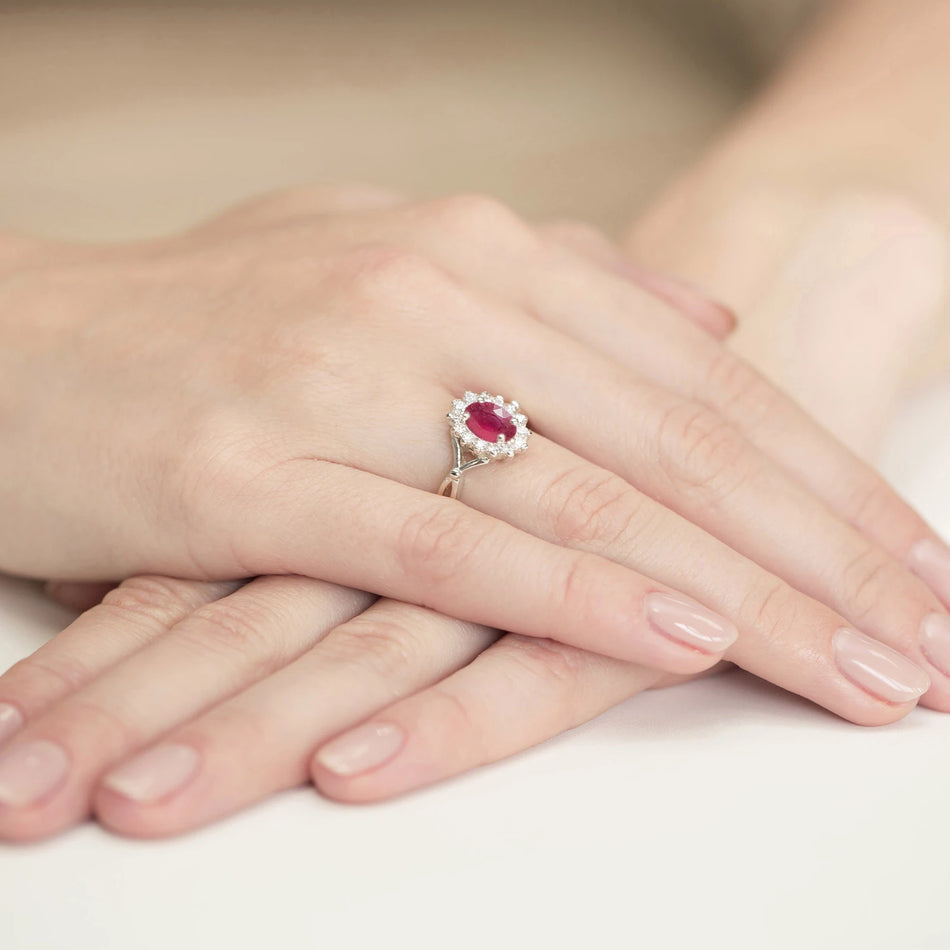 White Gold Ring with 1.00ct Ruby and 0.28ct Diamonds