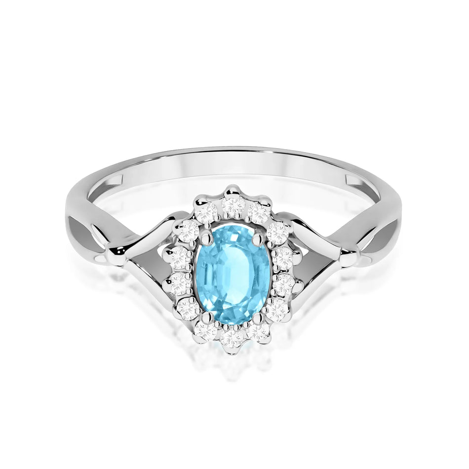 White Gold Ring with 0.50ct Topaz and 0.12ct Diamonds