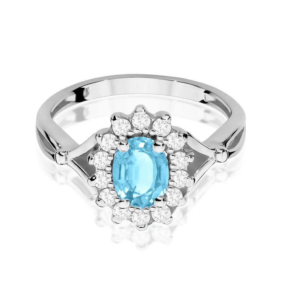 Ring aus Weißgold mit 0,90 ct Topas und 0,28 ct Diamanten