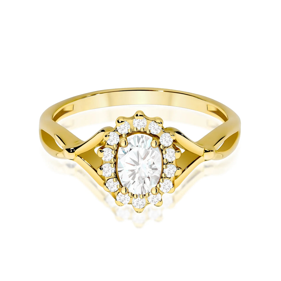Gold Ring with Round Lab-Grown Diamond 0.40 ct and 0.12 ct