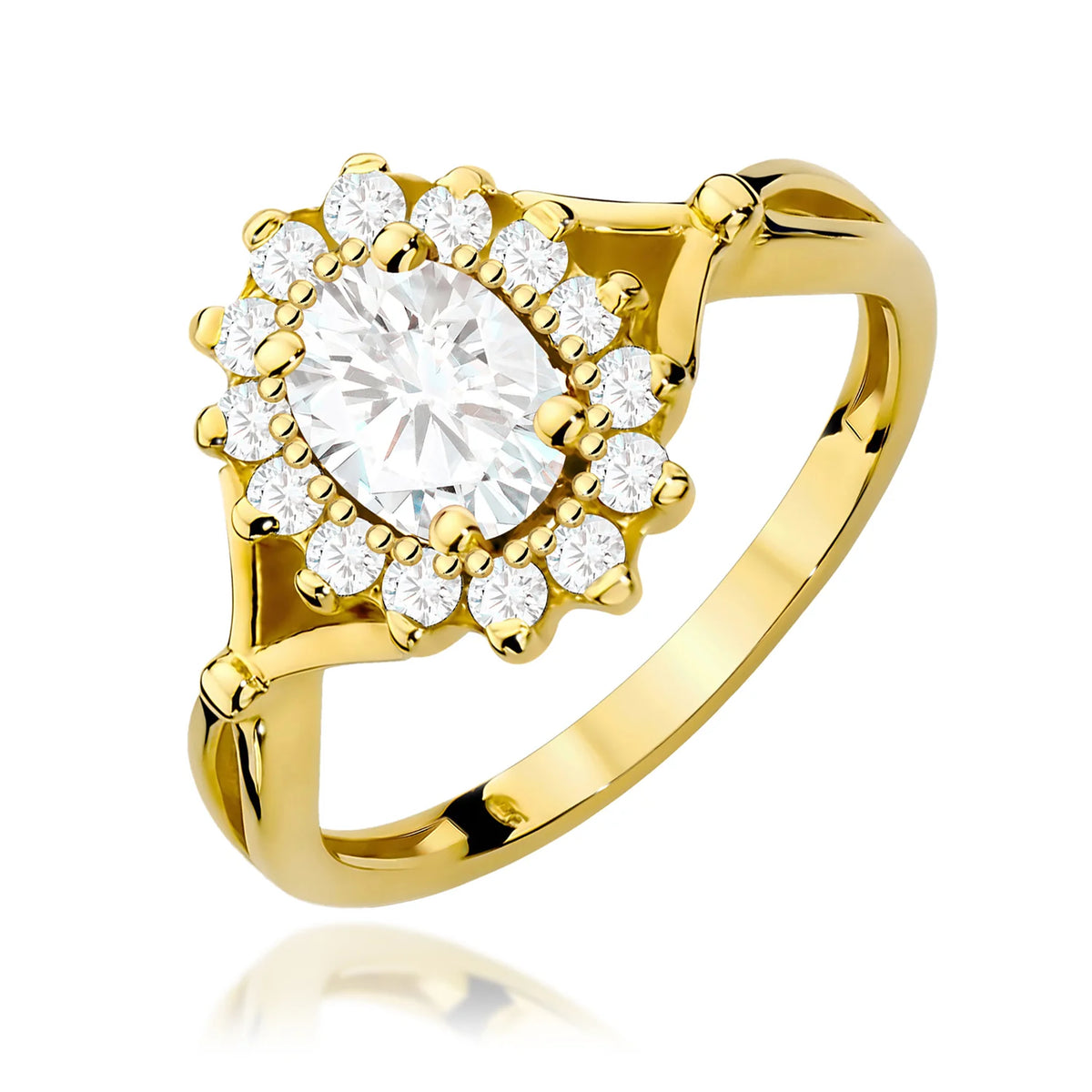 Goldring mit rundem Labordiamant 0,70 ct und 0,28 ct