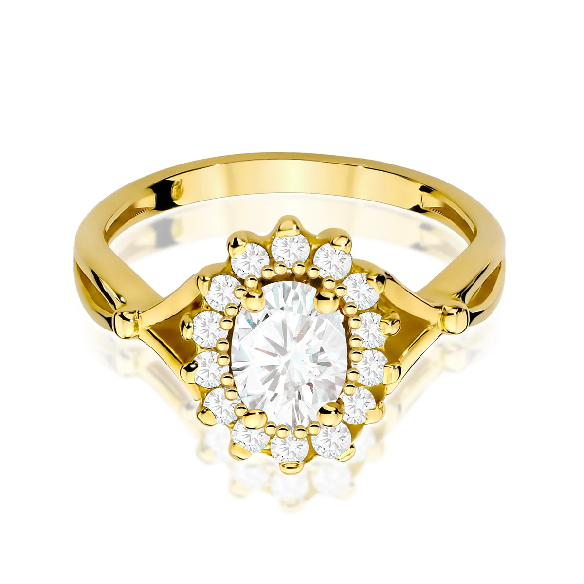Goldring mit rundem Labordiamant 0,70 ct und 0,28 ct