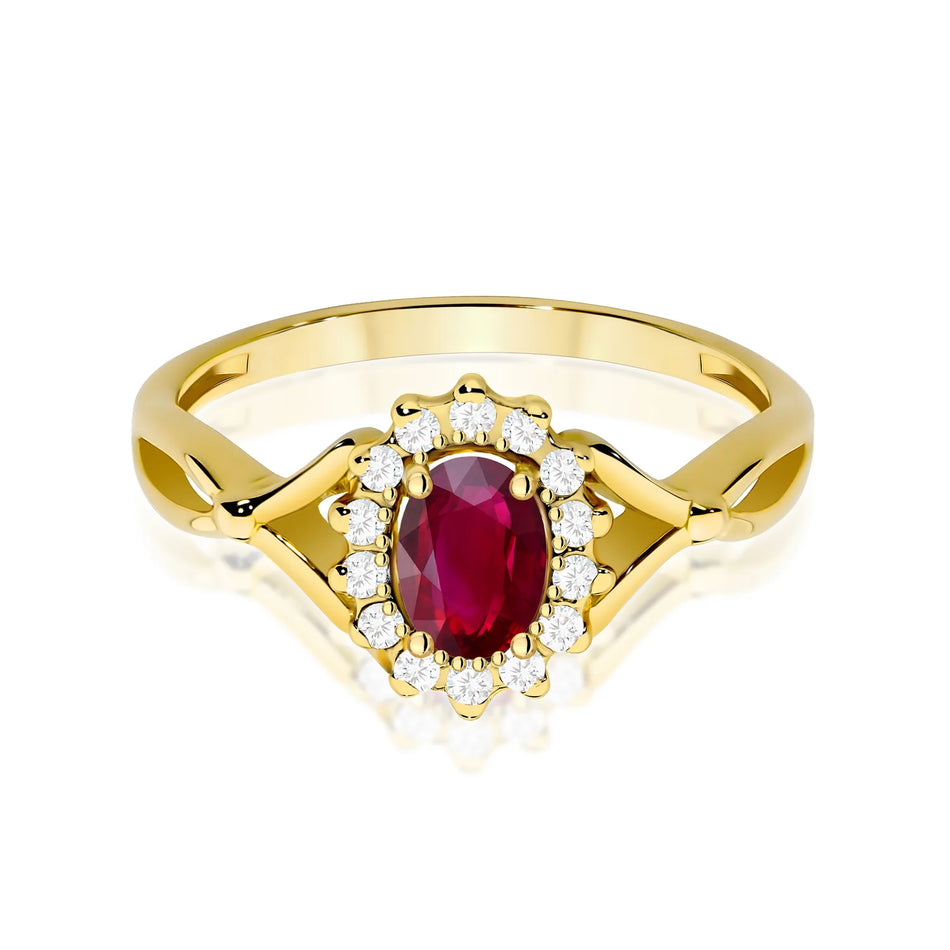 Gold Ring with 0.60ct Ruby and 0.12ct Diamonds