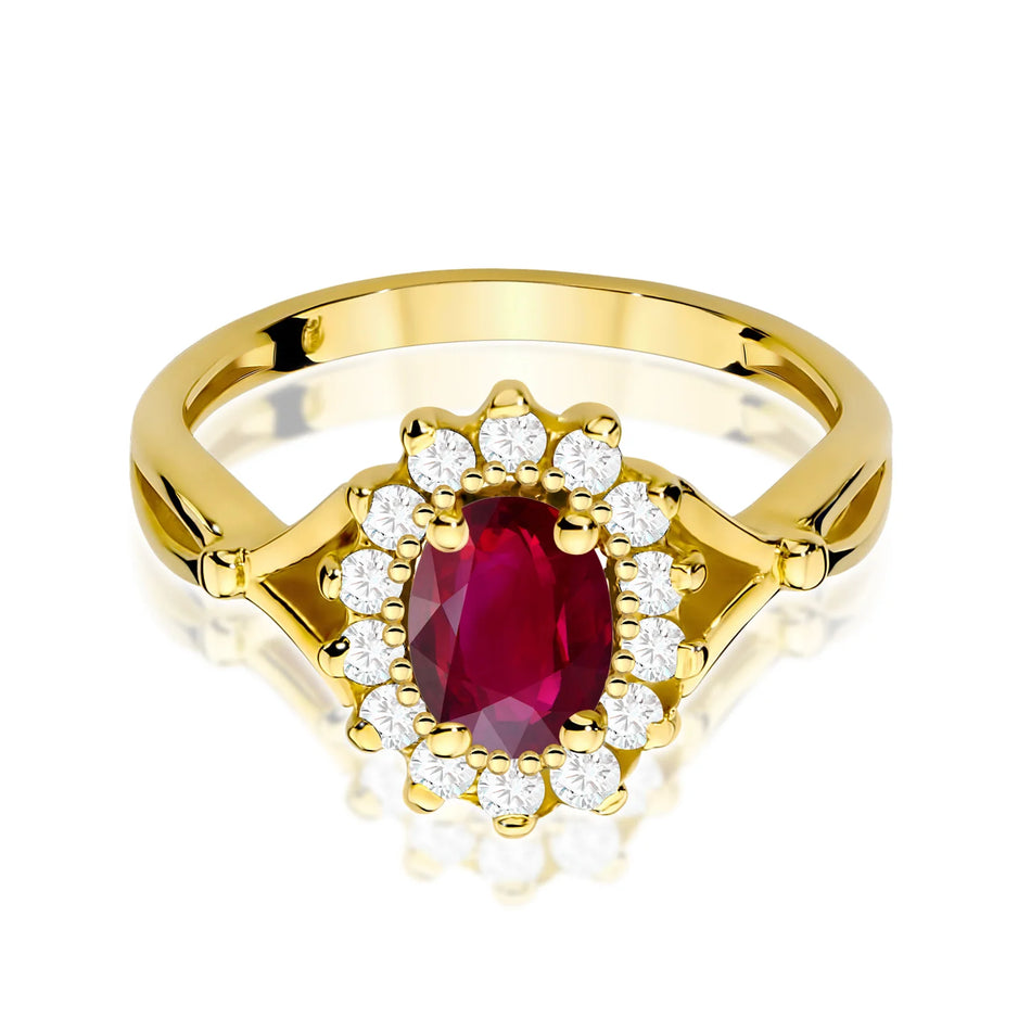 Gold Ring with 1.00ct Ruby and 0.28ct Diamonds