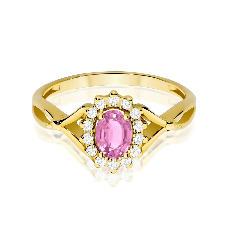 Gold Ring with 0.45ct Pink Sapphire and 0.12ct Diamonds