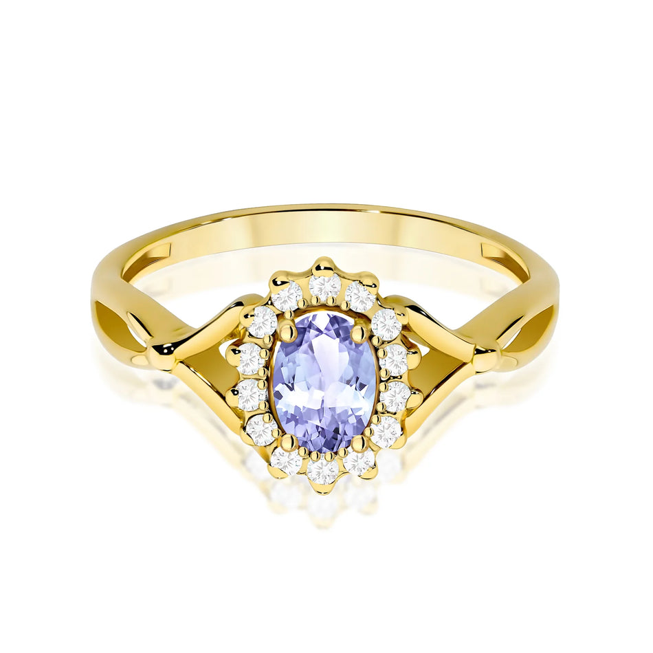 Gold Ring with 0.40ct Tansanit and 0.12ct Diamonds