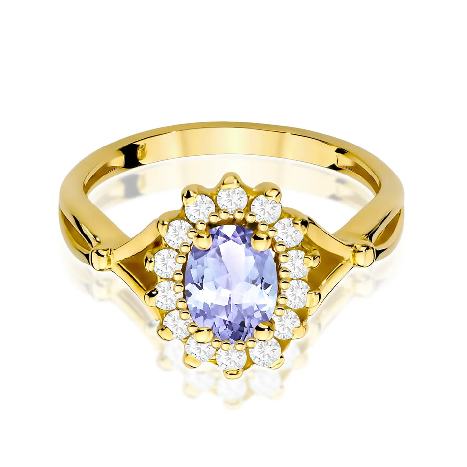 Goldring mit 0,70 ct Tansanit und 0,28 ct Diamanten