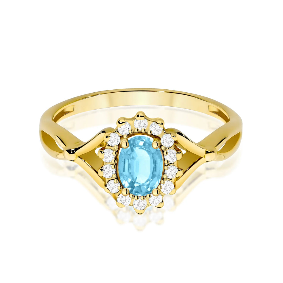 Gold Ring with 0.50ct Topaz and 0.12ct Diamonds