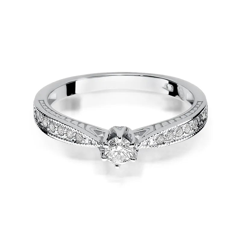 Diamantring zur Verlobung aus 585er Weißgold
