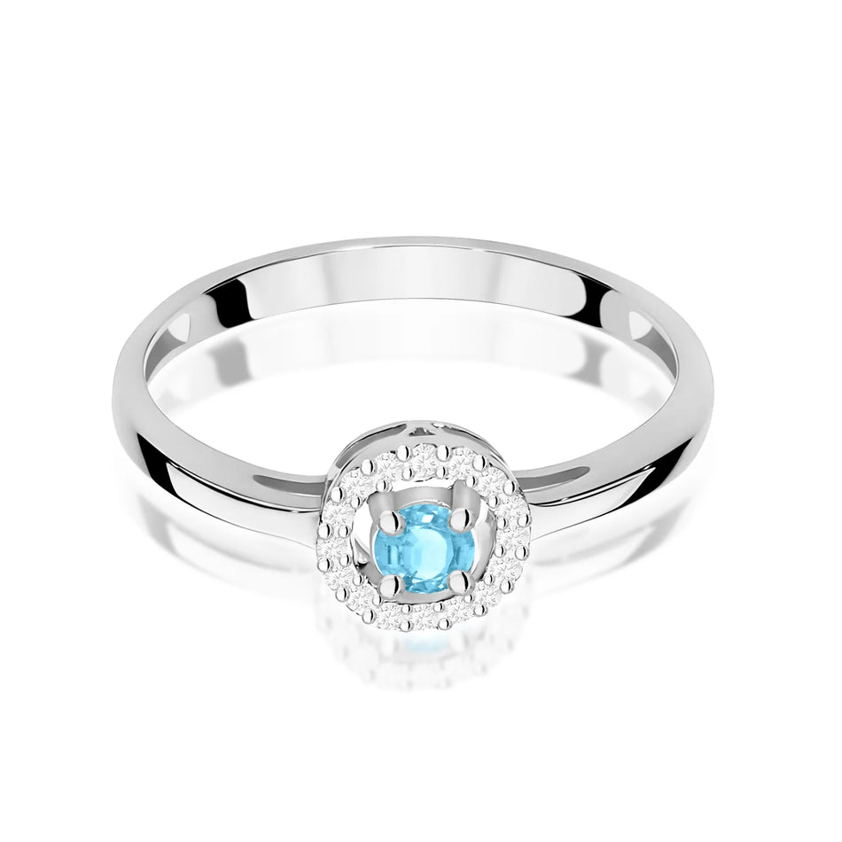 White Gold Ring with 0.15ct Topaz and 0.08ct Diamonds