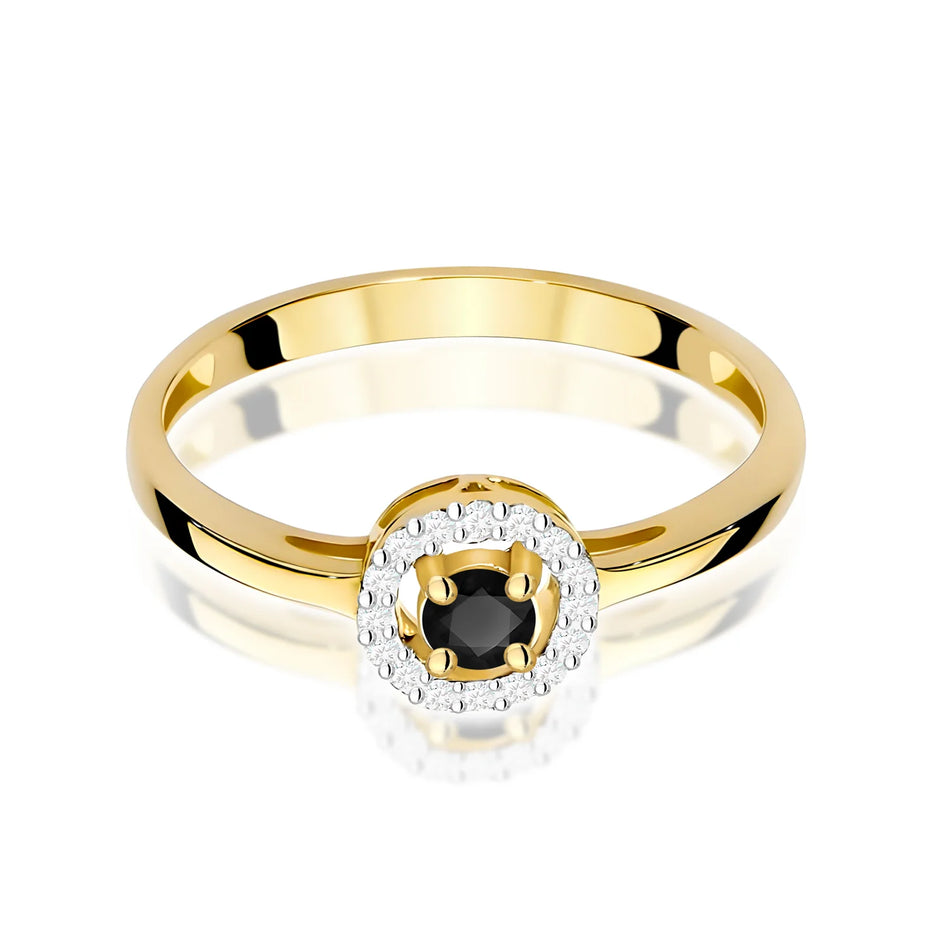 Goldring mit 0,12 ct und 0,08 ct Diamanten