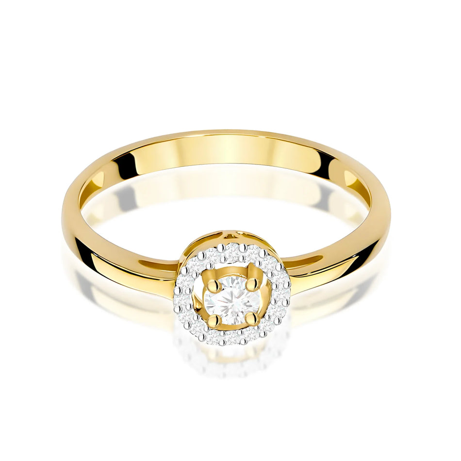 Gold Ring with 0.12ct and 0.08ct Diamonds