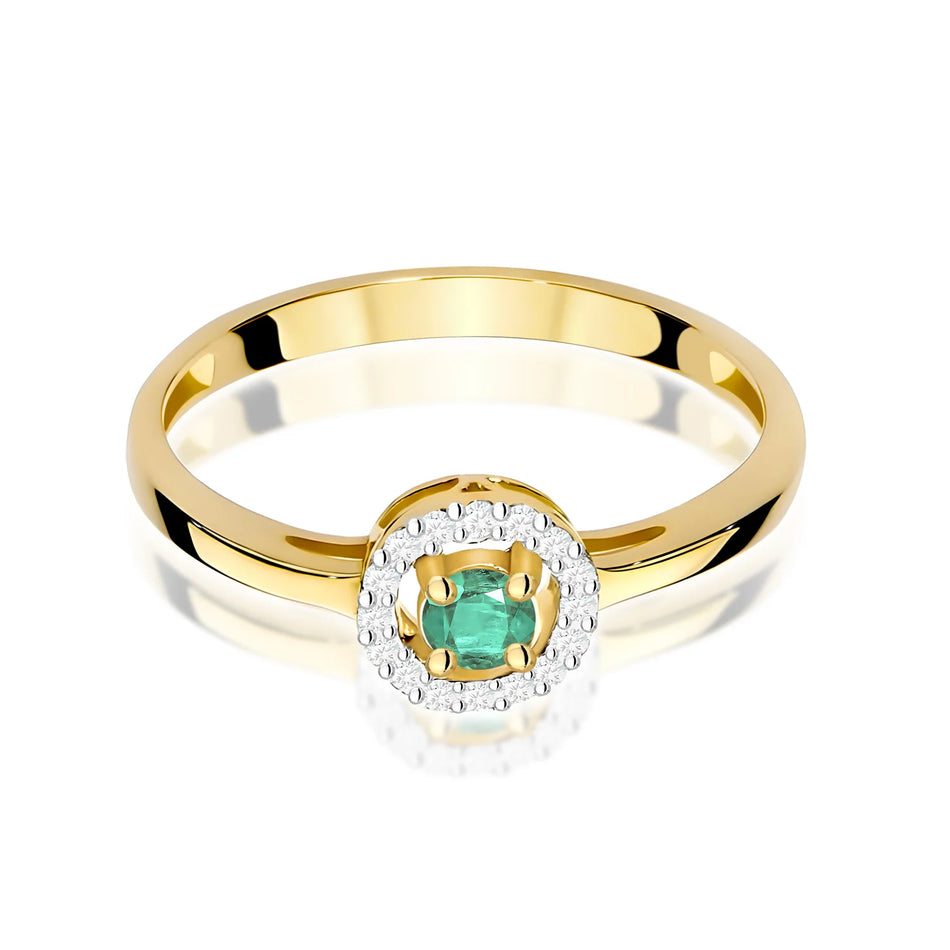 Goldring mit 0,15 ct Smaragd und 0,08 ct Diamanten