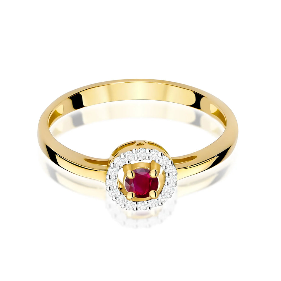 Goldring mit 0,15 ct Rubin und 0,08 ct Diamanten