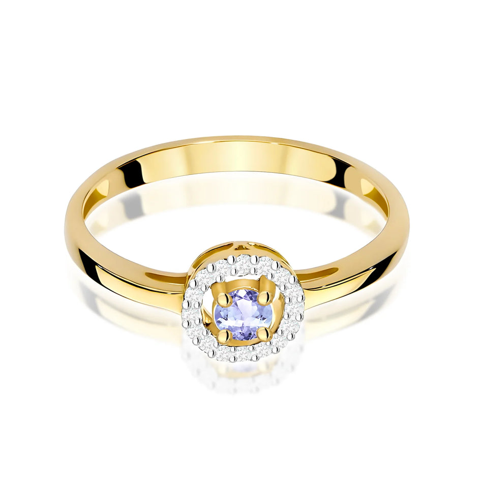 Goldring mit 0,15 ct Tansanit und 0,08 ct Diamanten