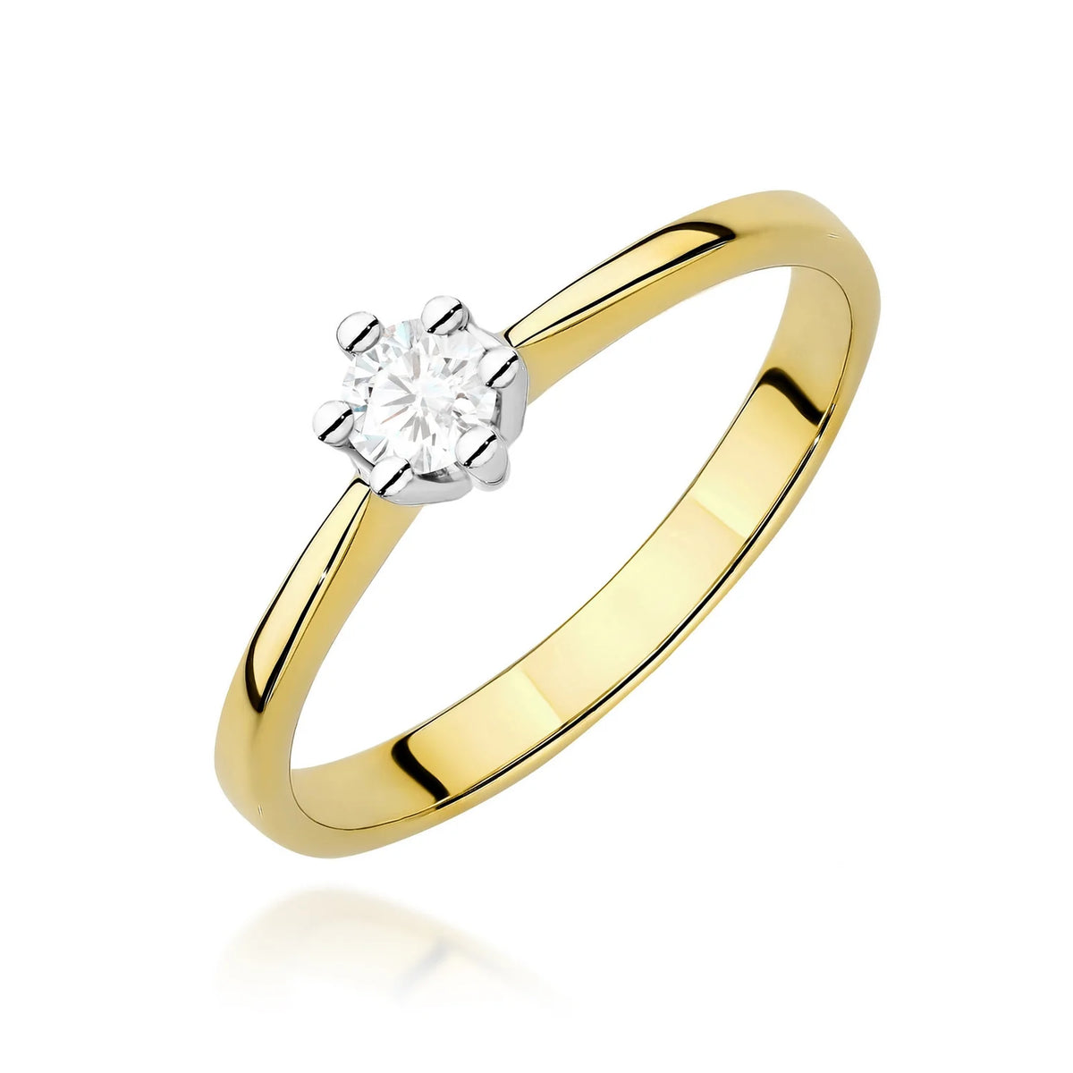 Goldring mit rundem Labordiamant 0,15 ct