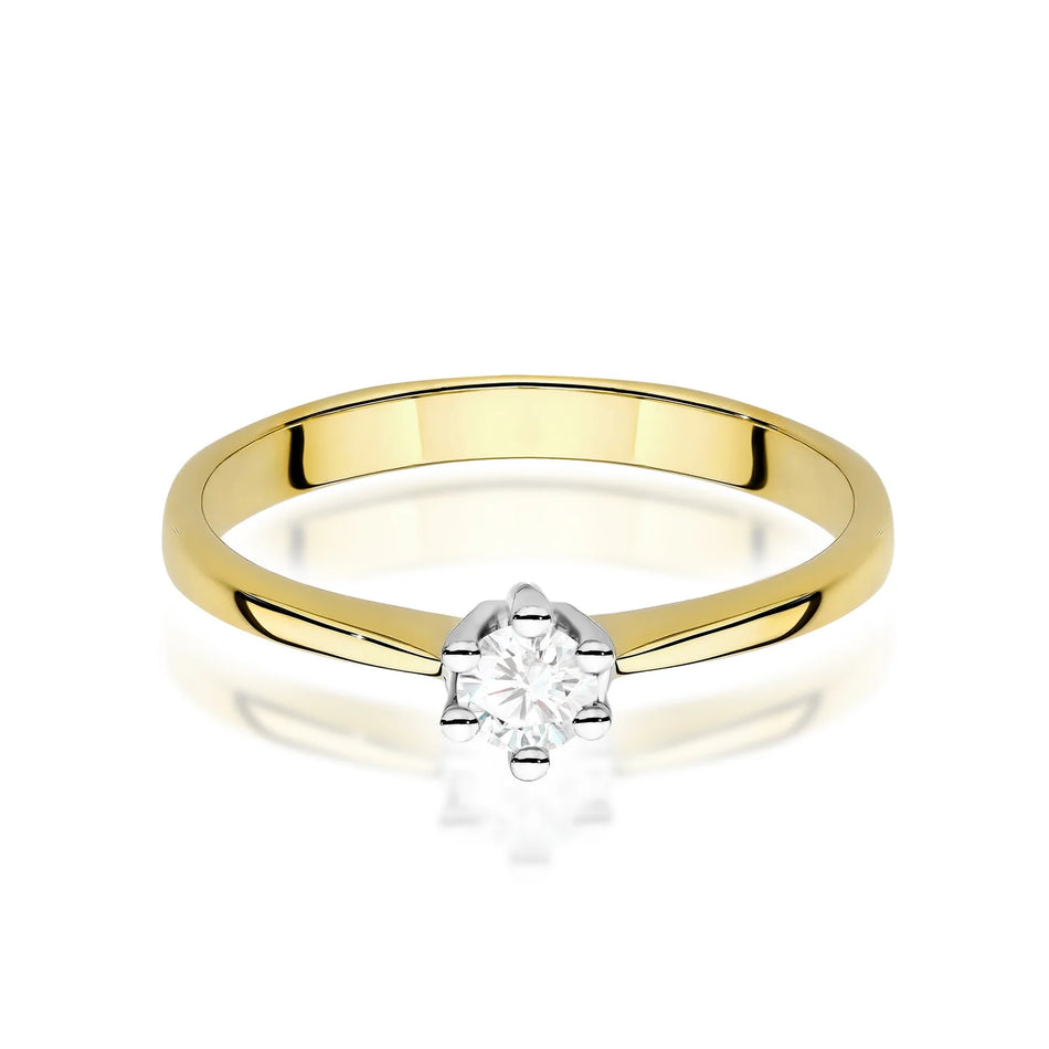 Goldring mit rundem Labordiamant 0,15 ct