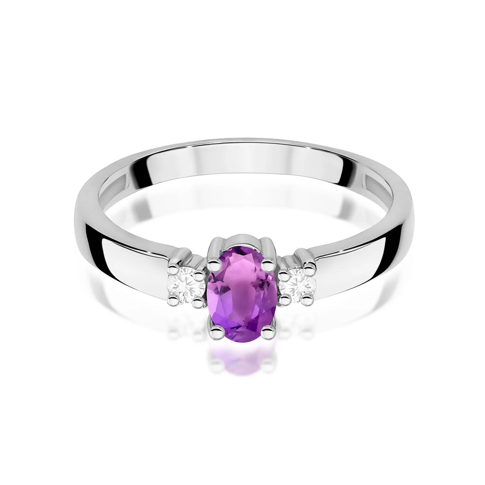 Ring aus Weißgold mit 0,40ct Amethyst und 0,08ct Diamanten