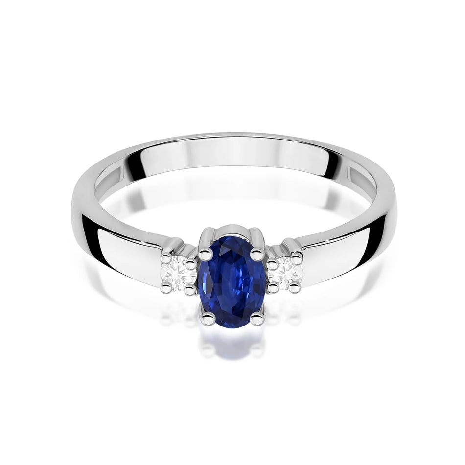 Ring aus Weißgold mit 0,70 ct Saphir und 0,08 ct Diamanten