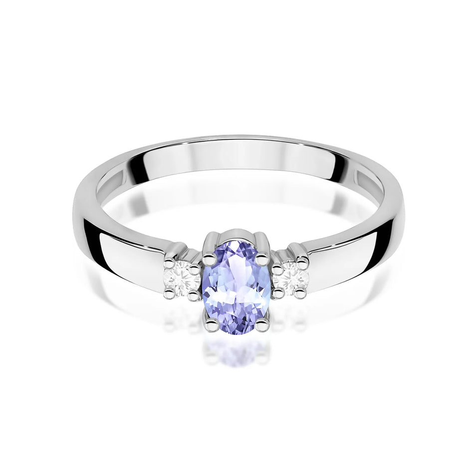 Weißgoldring mit 0,40ct Tansanit und 0,08ct Diamanten