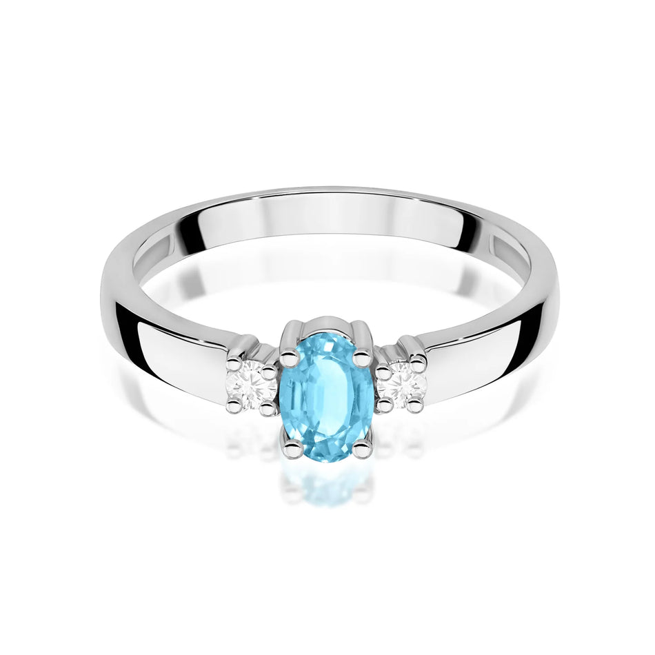 White Gold Ring with 0.50ct Topaz and 0.08ct Diamonds