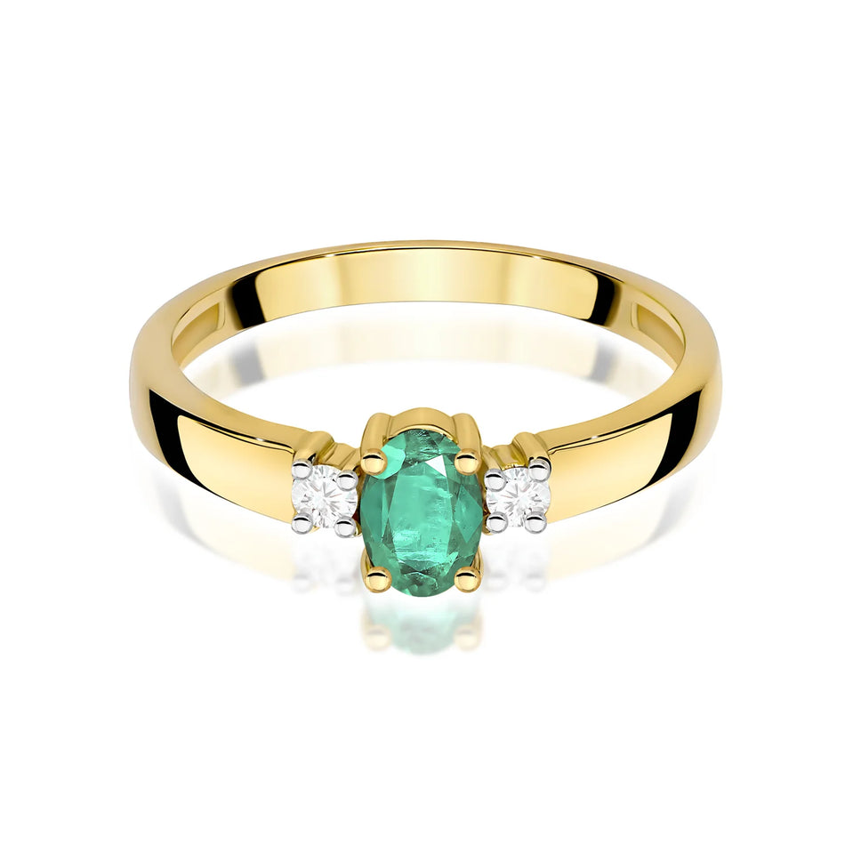 Goldring mit 0,40 ct Smaragd und 0,08 ct Diamanten