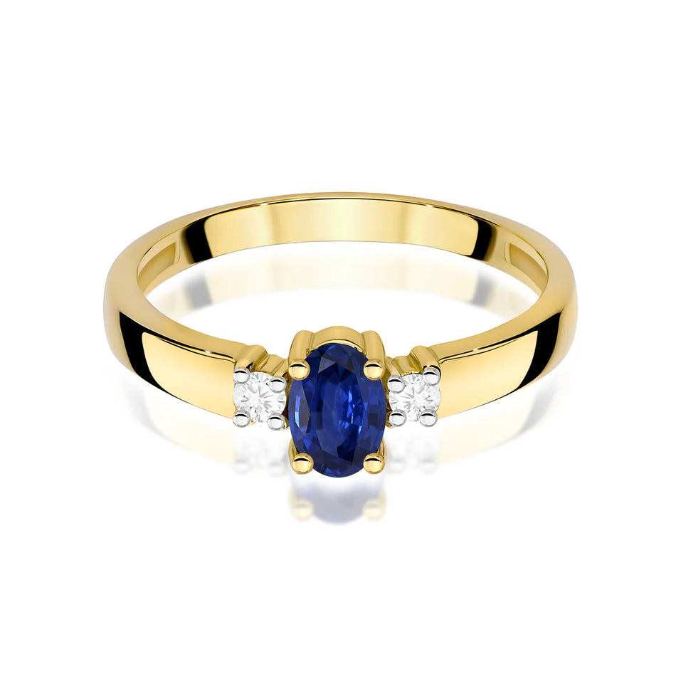 Goldring mit 0,70 ct Saphir und 0,08 ct Diamanten