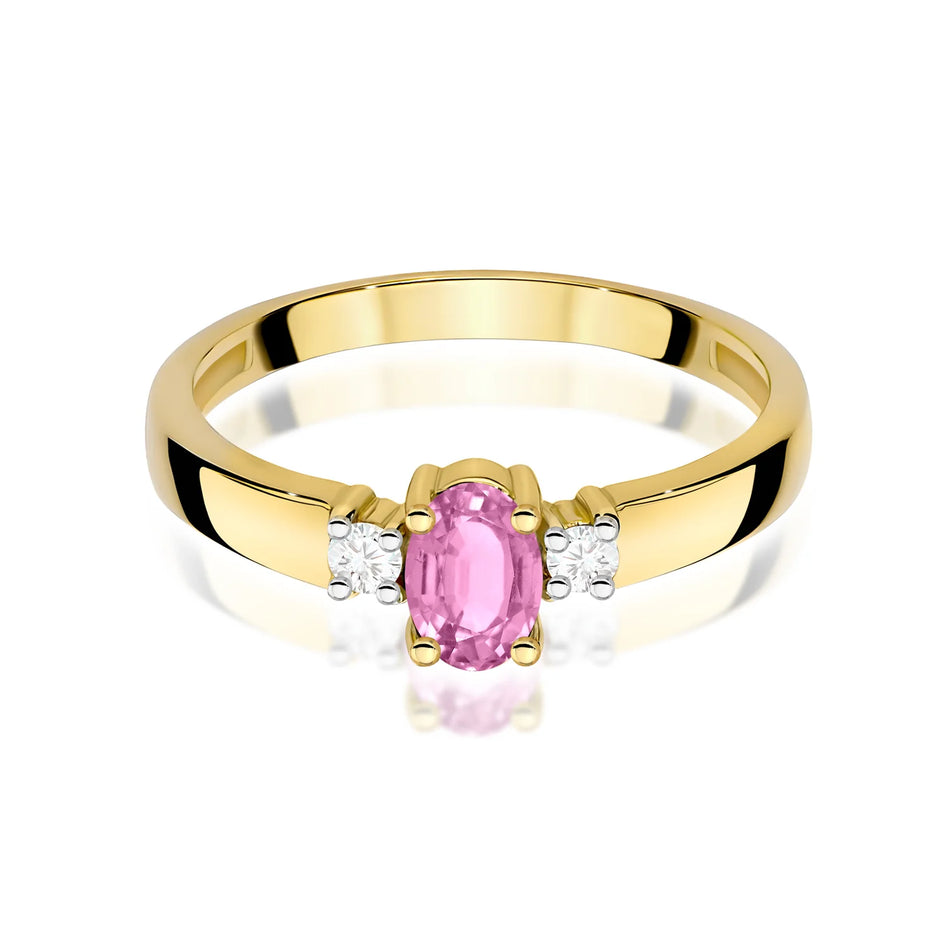 Goldring mit 0,45 ct rosa Saphir und 0,08 ct Diamanten