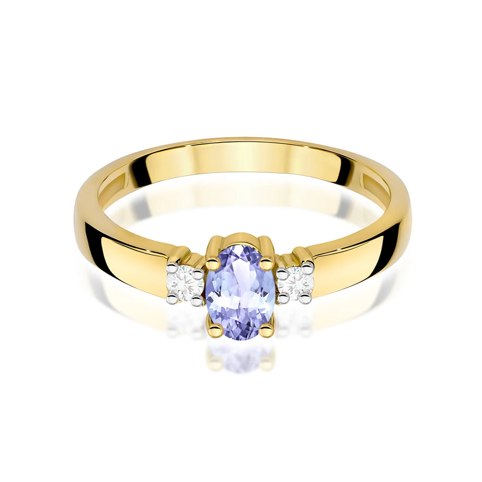 Goldring mit 0,40 ct Tansanit und 0,08 ct Diamanten