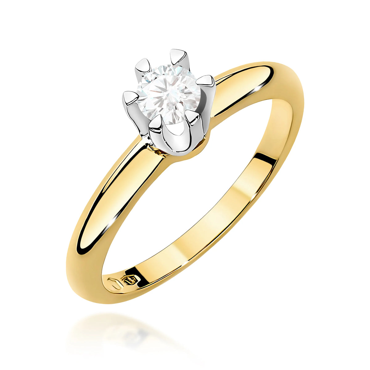 Goldring mit rundem Labordiamant 0,30 ct