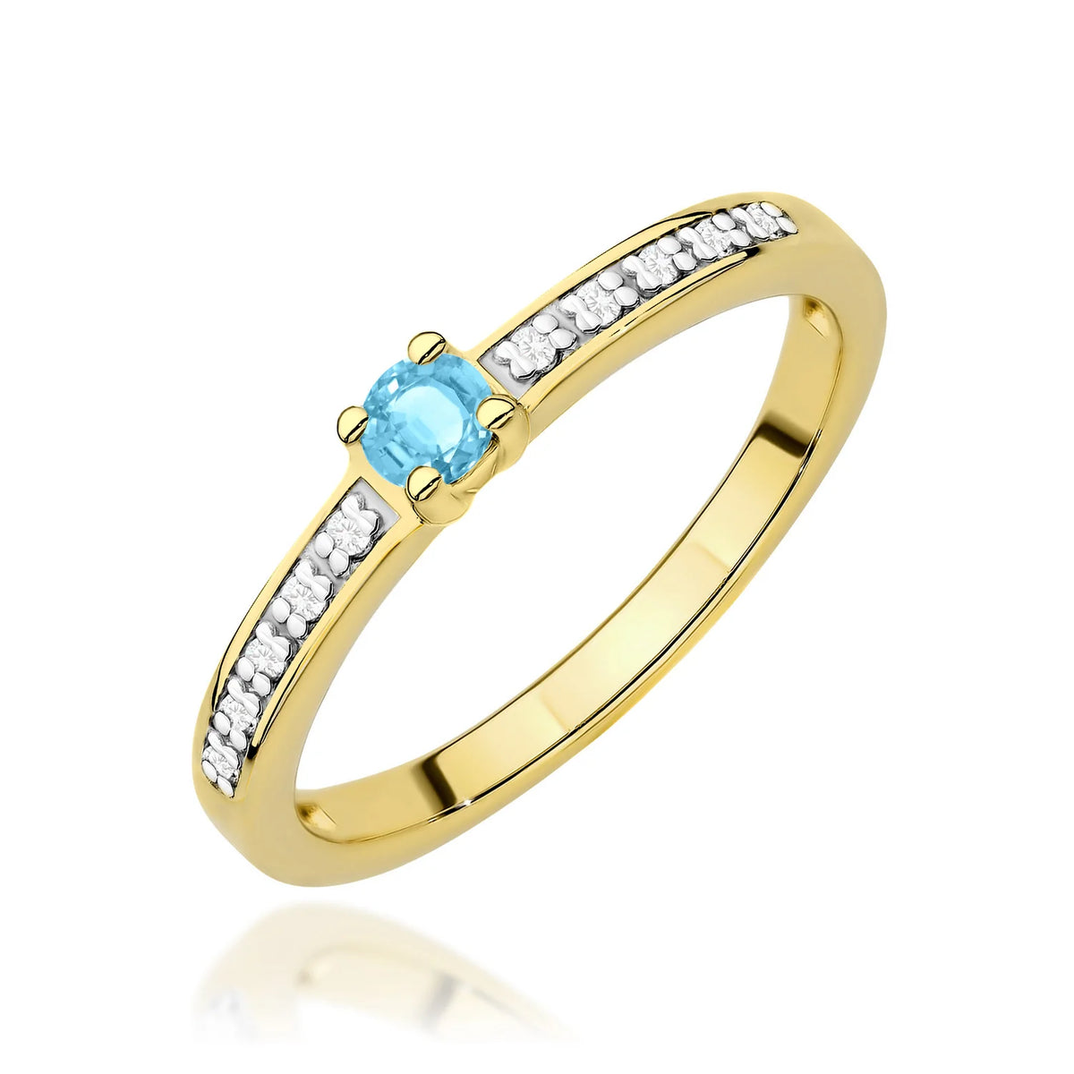 Goldring mit 0,15ct Topas und 0,05ct Diamanten