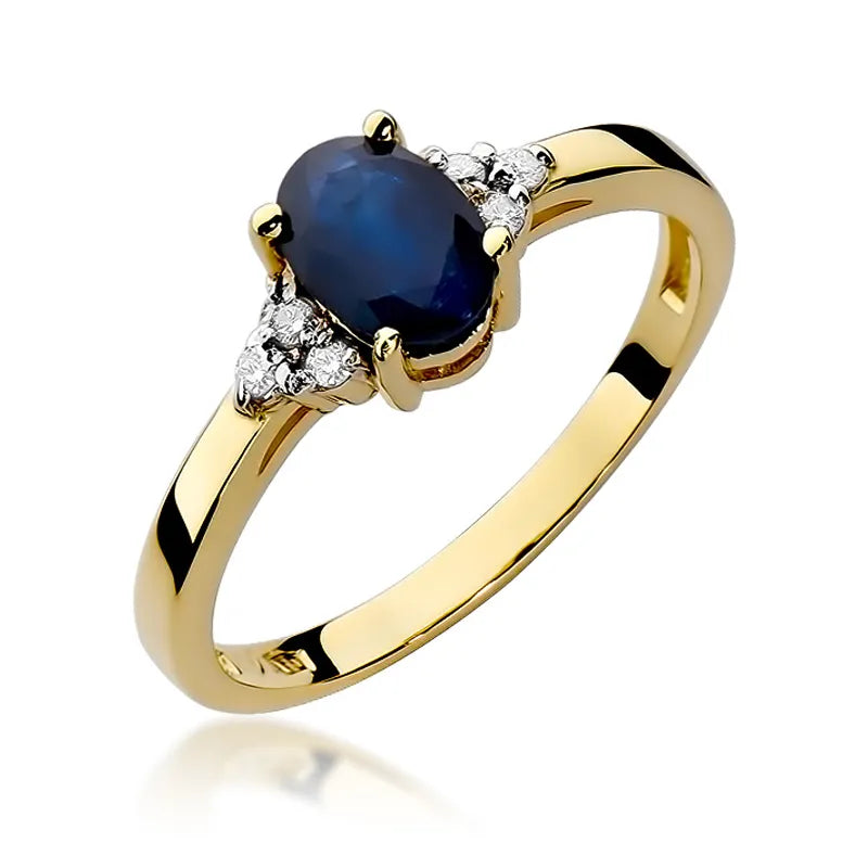 Goldring mit 0,90 ct Saphir und 0,052 ct Diamanten W0308-SAB-01