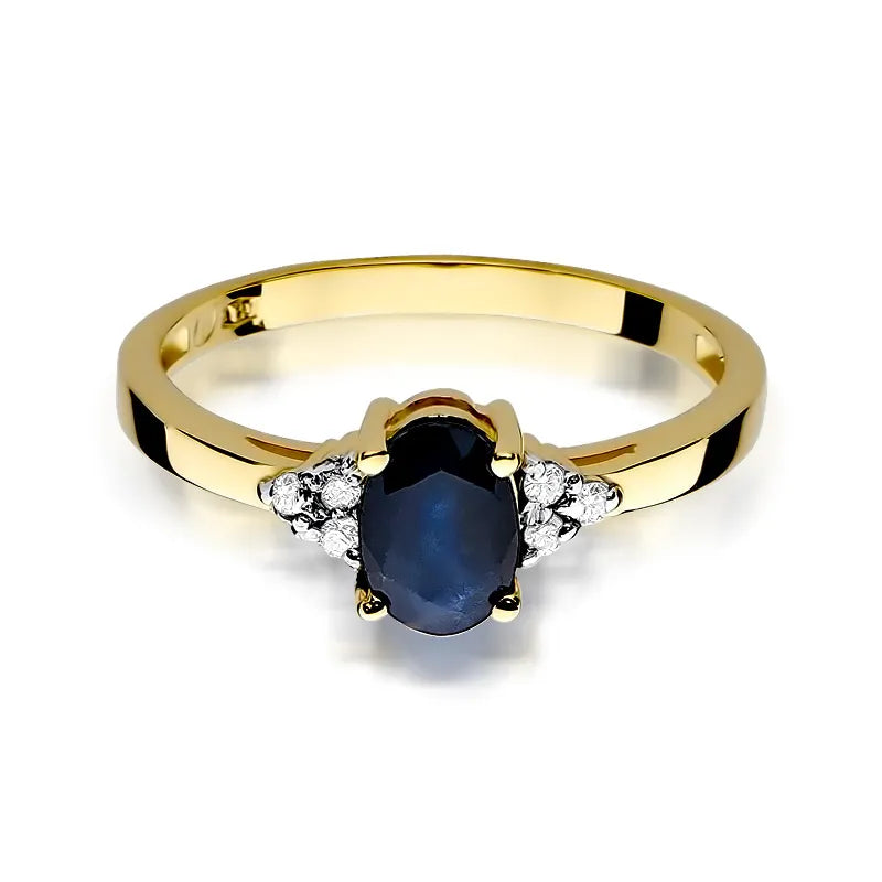 Goldring mit 0,90 ct Saphir und 0,052 ct Diamanten W0308-SAB-01