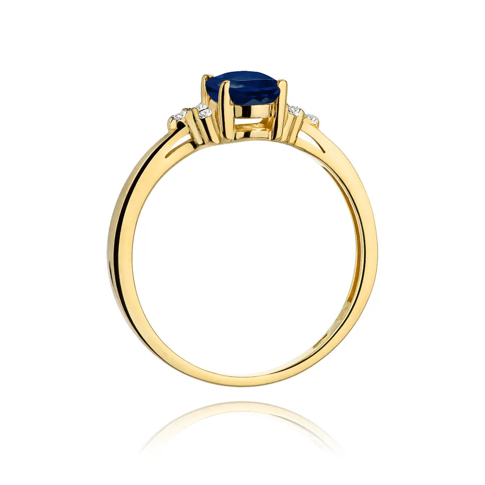 Goldring mit 0,90 ct Saphir und 0,052 ct Diamanten W0308-SAB-01