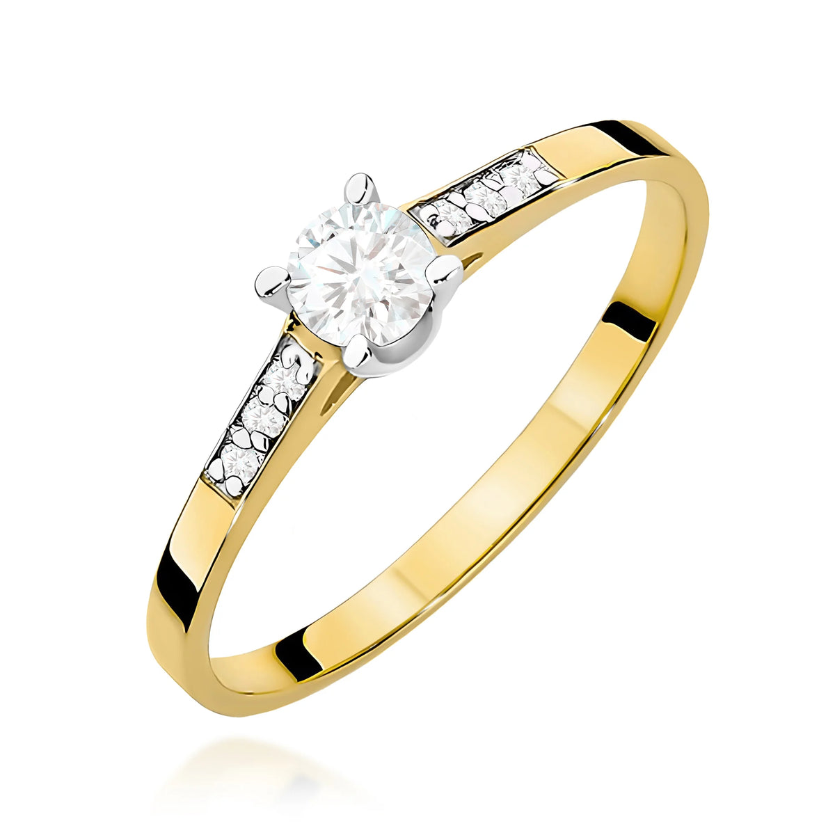 Goldring mit Labordiamanten 0,15 ct und 0,06 ct
