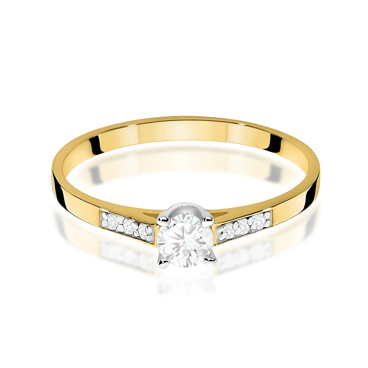 Goldring mit Labordiamanten 0,15 ct und 0,06 ct
