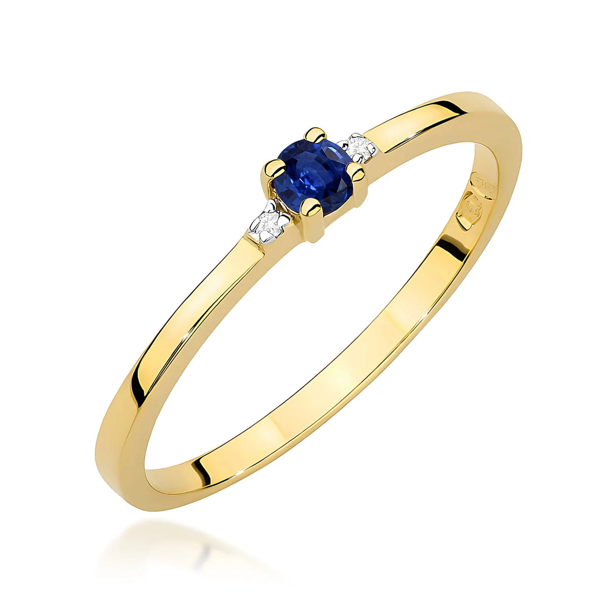Goldring mit 0,15 ct Saphir und 0,01 ct Diamanten