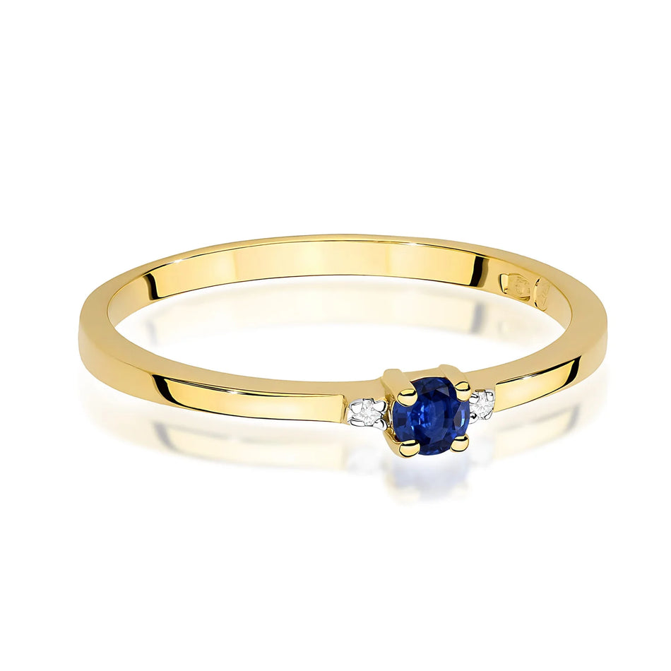 Goldring mit 0,15 ct Saphir und 0,01 ct Diamanten